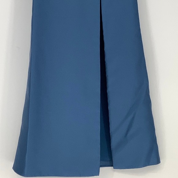 NEW Alfred Sung Sz 0 Open Back Bow Tie Satin Trumpet Gown Blue $236 msrp I24-11 - Picture 8 of 11